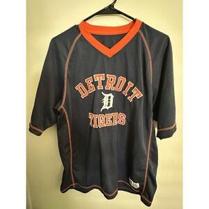 Detroit Tigers MLB Men's 42/44  Large Jersey Shirt Short Sleeve Blue/Orange